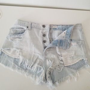 Abercrombie Distressed High Waisted Jean Shorts